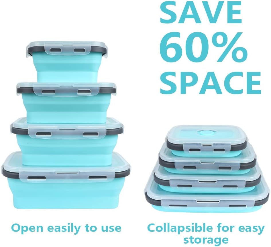Meal Prep Kit - 4PS Collapsible Food Storage Containers with