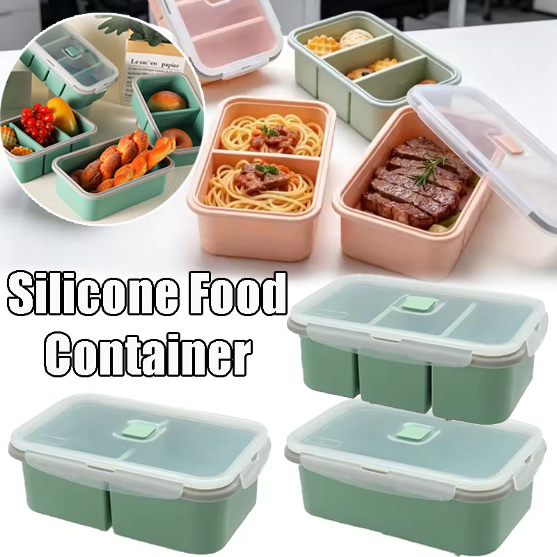 Meal Prep Plan - Microwave Safe Silicone Bento Box, Large