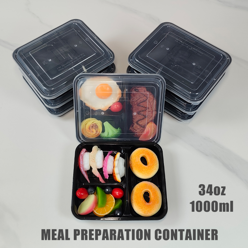 Meal Prep Recipes - 3-Compartment 34 Oz/1000 Ml, 12/35 Pieces,