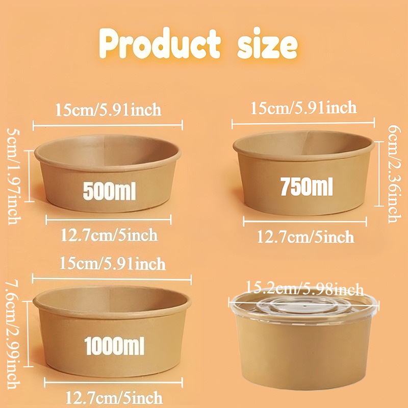 Kraft Paper Round Bowls Dispos - Meal Prep Plan review and price